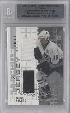2002-03 In the Game Be A Player Ultimate Memorabilia 3rd Edition - Game Used Stick and Jersey #_MANA - Markus Naslund /50 [BGS Authentic]