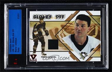 2002-03 In the Game Be A Player Ultimate Memorabilia 3rd Edition - Gloves Are Off - ITG Vault Ruby #_MALE - Mario Lemieux /1 [Uncirculated]