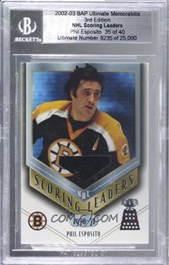 2002-03 In the Game Be A Player Ultimate Memorabilia 3rd Edition - NHL Scoring Leaders #_PHES.4 - Phil Esposito (1970-71) /40 [BGS Encased]