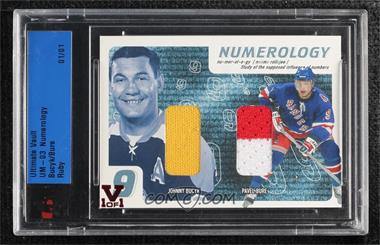 2002-03 In the Game Be A Player Ultimate Memorabilia 3rd Edition - Numerology - ITG Ultimate Vault Ruby #_JBPB - John Bucyk, Pavel Bure /1 [Uncirculated]