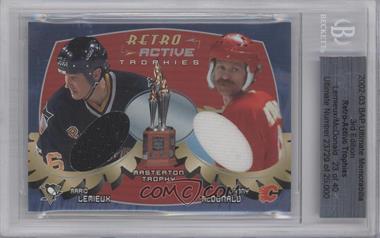2002-03 In the Game Be A Player Ultimate Memorabilia 3rd Edition - Retro-Active Trophies #_MLLM - Mario Lemieux, Lanny McDonald /40 [BGS Authentic]