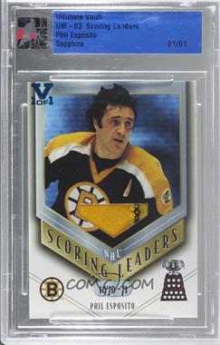 2002-03 In the Game Be A Player Ultimate Memorabilia 3rd Edition - Scoring Leaders - ITG Vault Sapphire #_PHES - Phil Esposito /1 [Uncirculated]