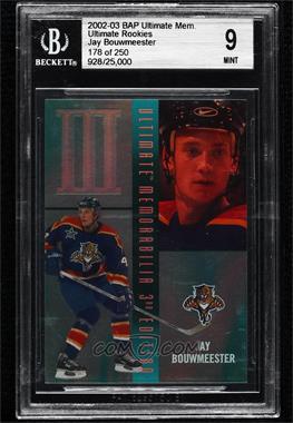 2002-03 In the Game Be A Player Ultimate Memorabilia 3rd Edition - Ultimate Rookies #4 - Jay Bouwmeester /250 [BGS 9 MINT]