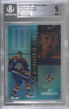 2002-03 In the Game Be A Player Ultimate Memorabilia 3rd Edition - Ultimate Rookies #4 - Jay Bouwmeester /250 [BGS 9 MINT]