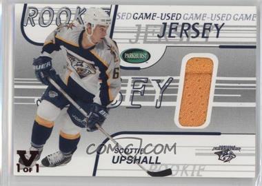 2002-03 In the Game Parkhurst - Game-Used Jerseys - 14-15 ITG Ultimate Vault Ruby #GJ-58 - Scottie Upshall /1