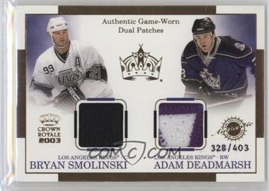 2002-03 Pacific Crown Royale - Authentic Game-Worn Dual Patches #12 - Bryan Smolinski, Adam Deadmarsh /403