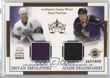 2002-03 Pacific Crown Royale - Authentic Game-Worn Dual Patches #12 - Bryan Smolinski, Adam Deadmarsh /403