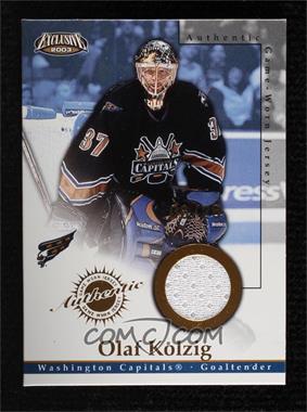 2002-03 Pacific Exclusive - Game-Worn Jerseys - Gold #25 - Olaf Kolzig /25