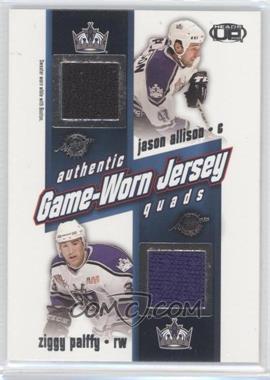 2002-03 Pacific Heads Up - Game-Worn Jersey Quads #13 - Jason Allison, Ziggy Palffy, Felix Potvin, Bryan Smolinski