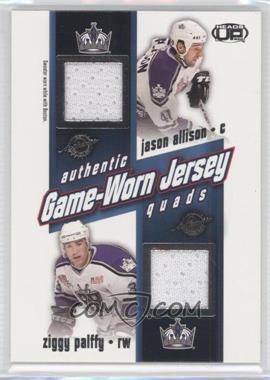 2002-03 Pacific Heads Up - Game-Worn Jersey Quads #13 - Jason Allison, Ziggy Palffy, Felix Potvin, Bryan Smolinski