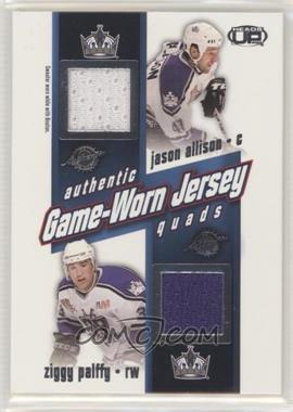 2002-03 Pacific Heads Up - Game-Worn Jersey Quads #13 - Jason Allison, Ziggy Palffy, Felix Potvin, Bryan Smolinski