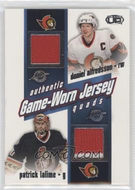 2002-03 Pacific Heads Up - Game-Worn Jersey Quads #19 - Daniel Alfredsson, Patrick Lalime, Martin Havlat, Marian Hossa