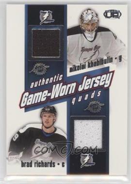 2002-03 Pacific Heads Up - Game-Worn Jersey Quads #25 - Nikolai Khabibulin, Brad Richards, Valeri Bure, Roberto Luongo