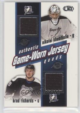 2002-03 Pacific Heads Up - Game-Worn Jersey Quads #25 - Nikolai Khabibulin, Brad Richards, Valeri Bure, Roberto Luongo