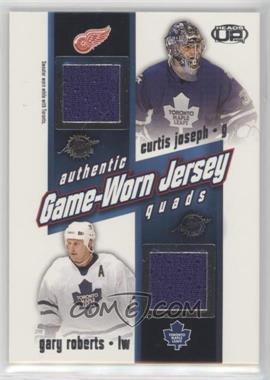 2002-03 Pacific Heads Up - Game-Worn Jersey Quads #26 - Curtis Joseph, Gary Roberts, Alexander Mogilny, Darcy Tucker