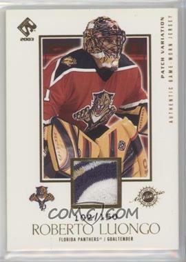 2002-03 Pacific Private Stock Reserve - [Base] - Game-Worn Jerseys Patches #124 - Roberto Luongo /150