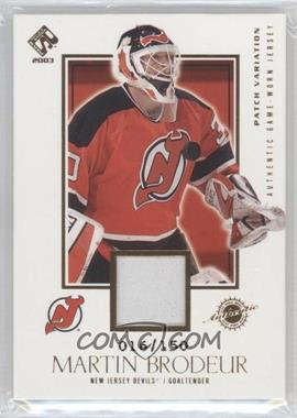 2002-03 Pacific Private Stock Reserve - [Base] - Game-Worn Jerseys Patches #129 - Martin Brodeur /150