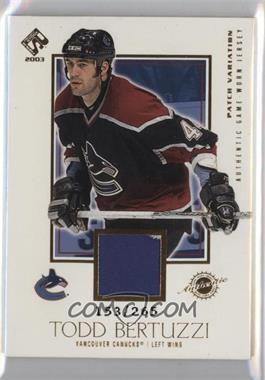 2002-03 Pacific Private Stock Reserve - [Base] - Game-Worn Jerseys Patches #147 - Todd Bertuzzi /265