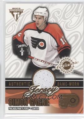 2002-03 Pacific Private Stock Titanium - Authentic Game-Worn Jerseys #49 - Simon Gagne /1028