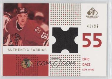 2002-03 SP Game Used - Authentic Fabrics - Gold #AF-ED - Eric Daze /99