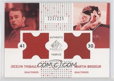 2002-03 SP Game Used - Authentic Fabrics Combos #CF-TB - Jocelyn Thibault, Martin Brodeur /225