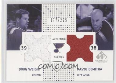 2002-03 SP Game Used - Authentic Fabrics Combos #CF-WD - Doug Weight, Pavol Demitra /225