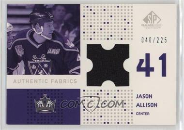 2002-03 SP Game Used - Authentic Fabrics #AF-JA - Jason Allison /225