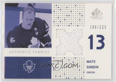 2002-03 SP Game Used - Authentic Fabrics #AF-MS - Mats Sundin /225