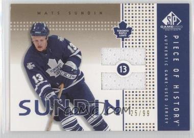 2002-03 SP Game Used - Piece of History - Gold #PH-MS - Mats Sundin /99