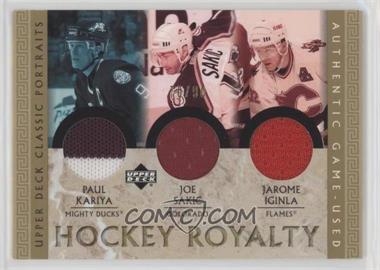 2002-03 Upper Deck Classic Portraits - Hockey Royalty #KSI - Paul Kariya, Joe Sakic, Jarome Iginla /90