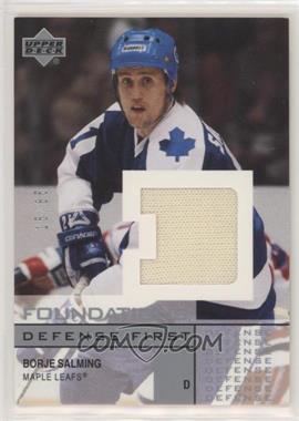 2002-03 Upper Deck Foundations - Defense First Jerseys - Silver #D-BS - Borje Salming /85 [EX to NM]