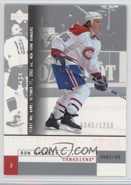 2002-03 Upper Deck Mask Collection - [Base] #159 - Ron Hainsey /1250