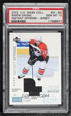 2002-03 Upper Deck Mask Collection - Instant Offense Jerseys #IO-SG - Simon Gagne /250 [PSA 10 GEM MT]