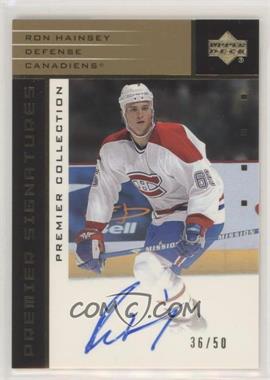 2002-03 Upper Deck Premier Collection - Signatures - Gold #S-RH - Ron Hainsey /50