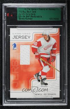 2003-04 In the Game Be A Player Memorabilia - Game-Used Jersey #GJ-5 - Henrik Zetterberg /90 [Uncirculated]