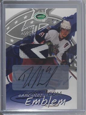2003-04 In the Game Parkhurst Rookie - Game-Used Emblem - Autographs #GUE-RN - Rick Nash /10