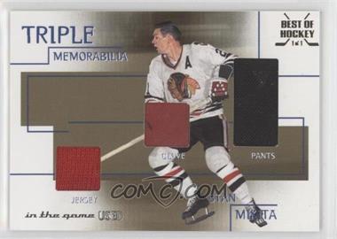 2003-04 In the Game-Used Signature Series - Triple Memorabilia - Gold Best of Hockey #TM-6 - Stan Mikita /1
