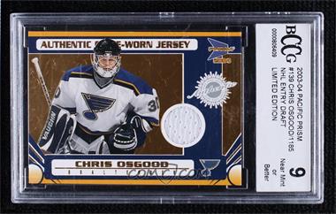 2003-04 Pacific Prism - [Base] #139 - Game-Worn Jersey - Chris Osgood /1185 [BCCG 9 Near Mint or Better]