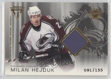 2003-04 Pacific Private Stock Titanium - [Base] - Patch Variation #148 - Authentic Game-Worn Jersey - Milan Hejduk /155 [Good to VG‑EX]
