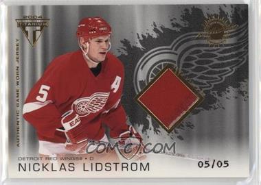 2003-04 Pacific Private Stock Titanium - [Base] - Patch Variation #198 - Authentic Game-Worn Jersey - Nicklas Lidstrom /5