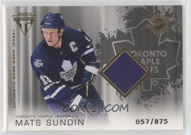 2003-04 Pacific Private Stock Titanium - [Base] #186 - Authentic Game-Worn Jersey - Mats Sundin /875