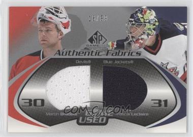 2003-04 SP Game Used Edition - Authentic Fabrics Dual #DF-BP - Martin Brodeur, Pascal Leclaire /99