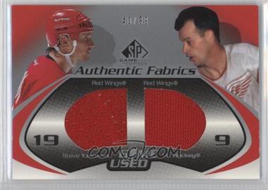 2003-04 SP Game Used Edition - Authentic Fabrics Dual #DF-YH - Steve Yzerman, Mr. Hockey /99