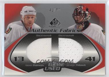 2003-04 SP Game Used Edition - Authentic Fabrics Dual #DF-ZT - Alexei Zhamnov, Jocelyn Thibault /99