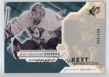 2003-04 SPx - [Base] #158 - Next Generation - Jean-Sebastien Giguere /500