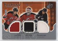 Scott Stevens, Martin Brodeur, Ed Jovanovski #/75