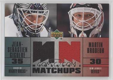 2003-04 Upper Deck - Memorable Matchups Jerseys #MMGB - Jean-Sebastien Giguere, Martin Brodeur