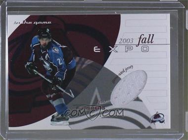 2003 In the Game Fall Expo - Game-Used Jersey #FE-27 - Peter Forsberg