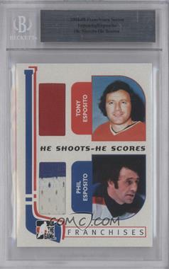 2004-05 In the Game Franchises - Redemption He Shoots He Scores Memorabilia #HSHS-61 - Tony Esposito, Phil Esposito /20 [BGS Authentic]