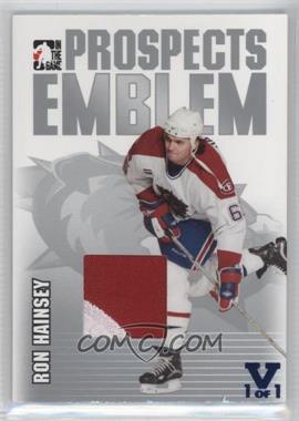2004-05 In the Game Heroes and Prospects - Emblem - Silver ITG Vault Sapphire #GUE-31 - Ron Hainsey /1